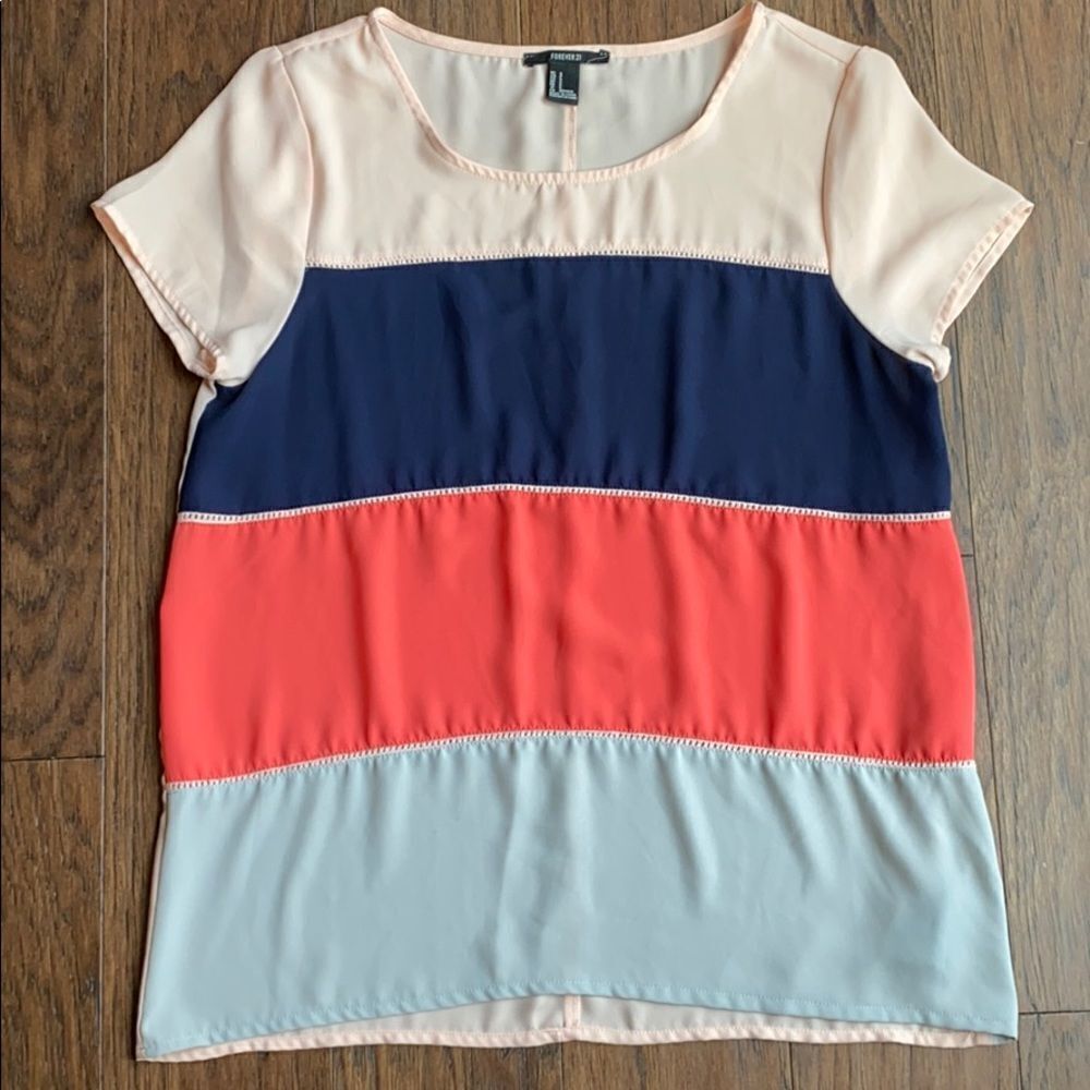 Navy Blue Coral Grey Peach Shirt